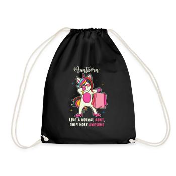 Lustig Aunticorn Einhorn Tante Geschenk Sprüche - Turnbeutel - Schwarz - Vorne
