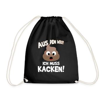 "Out of the way I have to poop" design makes you laugh - Drawstring Bag - black - Front