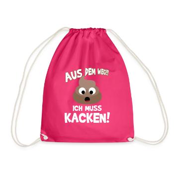 "Out of the way I have to poop" design makes you laugh - Drawstring Bag - fuchsia - Front