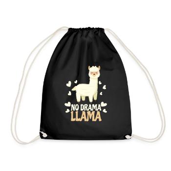 No Drama Lama Llama Geschenk - Turnbeutel - Schwarz - Vorne