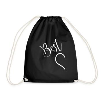 Best Friends BFF Heart Left Gift - Drawstring Bag - black - Front