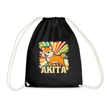 Akita Hundebesitzer Retro Vintage Geschenk - Turnbeutel - Schwarz - Vorne
