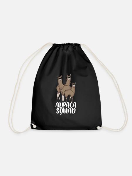 Alpaca squad gift - Drawstring Bag - black