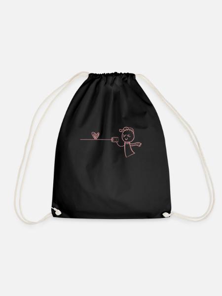 Tin Can Telephone Love Partner Look Gift - Drawstring Bag - black
