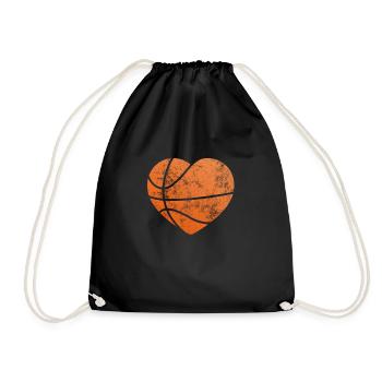 Basketball Love Herz T-Shirt & Geschenk - Turnbeutel - Schwarz - Vorne