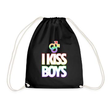 LGBT - Gay - Gay - I kiss boys - Drawstring Bag - black - Front