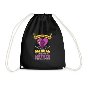 Down syndrome disability trisomy 21 child gift - Drawstring Bag - black - Front