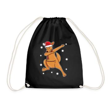 Kangaroo Funny Dabbing Dance Christmas Gift - Drawstring Bag - black - Front