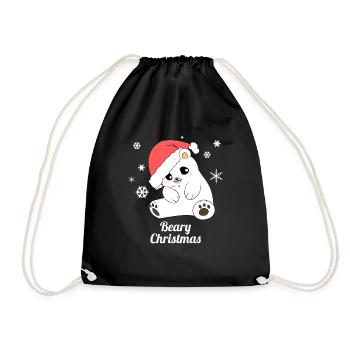 Eisbär - Polarbär - Weihnachten Weihnachtspullover - Turnbeutel - Schwarz - Vorne