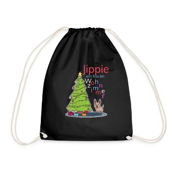 Cadeau arbre de Noël chien drôle - Sac de sport léger - noir - Devant