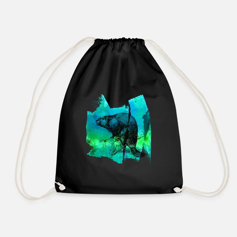 beaver - Drawstring Bag - black