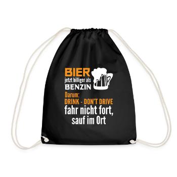 Beer now cheaper than gasoline drink dont drive - Drawstring Bag - black - Front