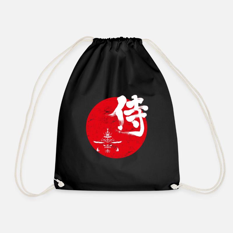 Samurai Japanese character - Drawstring Bag - black