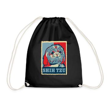 Shih Tzu dog gift - Drawstring Bag - black - Front