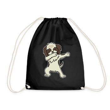 Shih Tzu Dog Dabbing Dabbin Dabb Dance Gift - Drawstring Bag - black - Front