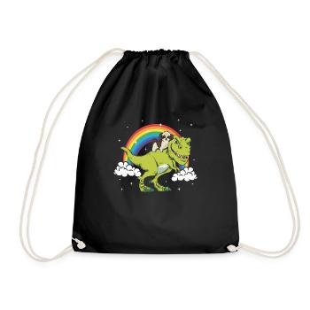 Shih Tzu Dog T-Rex Dino Tyrannosaurus Dinosaur - Drawstring Bag - black - Front
