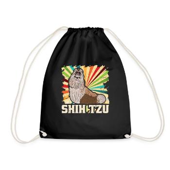 Shih Tzu Hund Hundebesitzer Retro Vintage Geschenk - Turnbeutel - Schwarz - Vorne