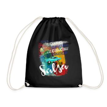 Salsa Cuba Havana T-shirt vintage pour danseurs - Sac de sport léger - noir - Devant