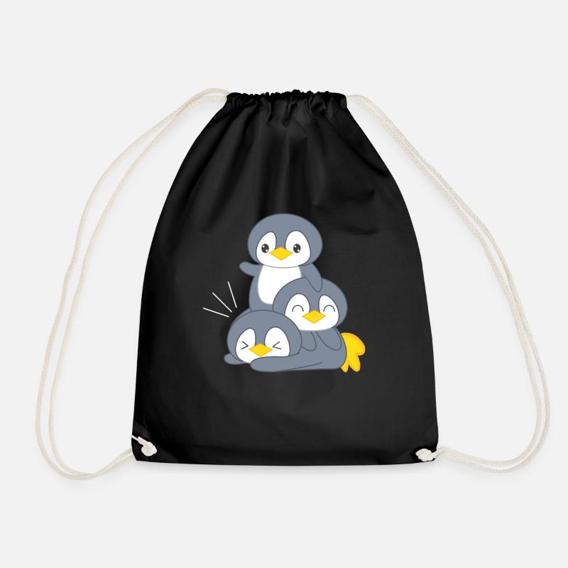 Penguin - Penguins - Penguin fan - Penguin family - Drawstring Bag - black