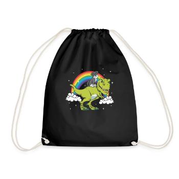 Schnauzer Dog T-Rex Tyrannosaurus Dinosaur - Drawstring Bag - black - Front