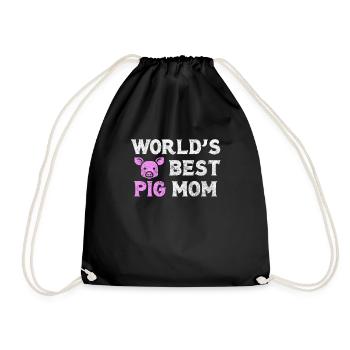 pig - Drawstring Bag - black - Front