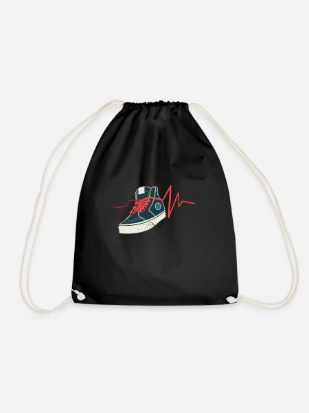 Sneaker Herzschlag Schuhe Geschenk - Turnbeutel - Schwarz