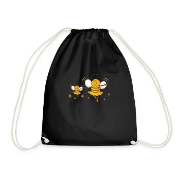 Bee animal beekeeper summer bumblebee gift wings - Drawstring Bag - black - Front