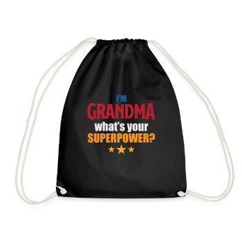 Grand-mère grand-mère avec superpuissance - Sac de sport léger - noir - Devant