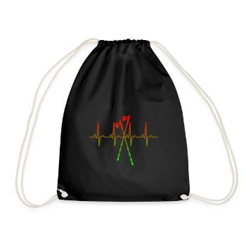 Nordic walking poles heart - Drawstring Bag - black - Front