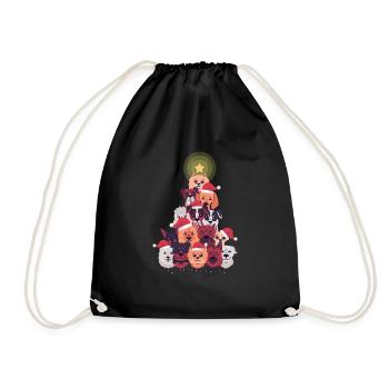 Dogs Christmas dog Christmas tree - Drawstring Bag - black - Front
