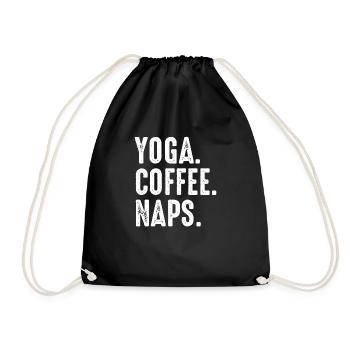 Yoga Kaffee & Schlafen - Turnbeutel - Schwarz - Vorne