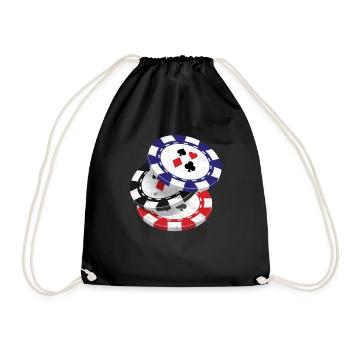 Poker Texas Hold'em Pokerface Casino All in Vegas - Turnbeutel - Schwarz - Vorne