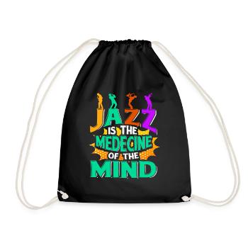 Jazz musical instrument saxophone - Drawstring Bag - black - Front