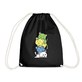 Kawaii cats manga style japan miao gift - Drawstring Bag - black - Front