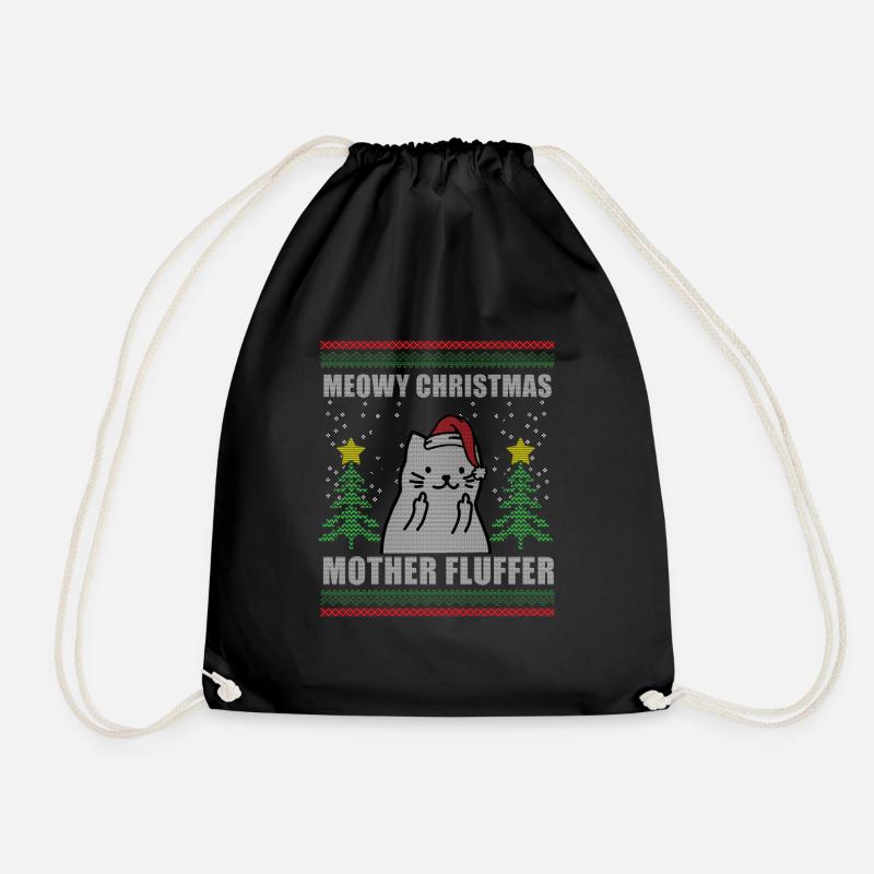 Cadeau de pull de Noël moche de chat de Noël - Sac de sport léger - noir