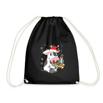 Vache vache paysanne paysan noël cadeau - Sac de sport léger - noir - Devant