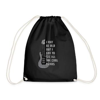 Rock and Roll Guitar Bassist Music Retro Vintage - Drawstring Bag - black - Front