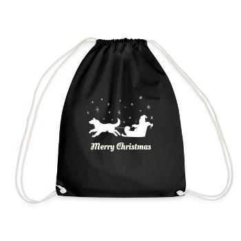 Weihnachten – Weihnachtspullover – Husky - Turnbeutel - Schwarz - Vorne