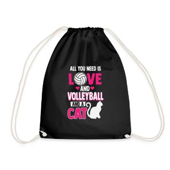 Tout ce dont j'ai besoin c'est de l'amour, du volley-ball et d'un chat - Sac de sport léger - noir - Devant