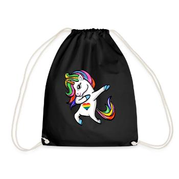 Lustig Dab Einhorn Gay Pride Regenbogen Geschenk - Turnbeutel - Schwarz - Vorne
