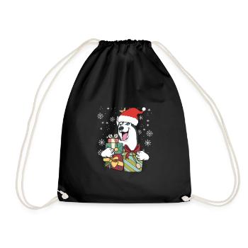 Sibirischer Husky Hund Weihnachten Santa Geschenk - Turnbeutel - Schwarz - Vorne
