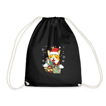 Corgi Hund Weihnachten Santa Geschenk - Turnbeutel - Schwarz - Vorne