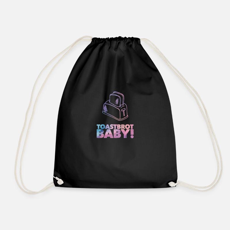 Toast Bread Baby Toast Toaster Bread - Drawstring Bag - black