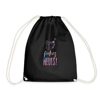 New Year's Eve 2018 T-Shirt Happy New Sparkling Wine Knaller - Drawstring Bag - black - Front