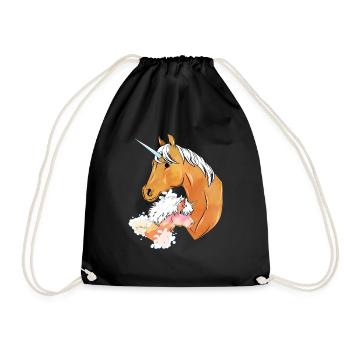 Father Unicorn Father Daughter T-Shirt Gift Idea - Drawstring Bag - black - Front