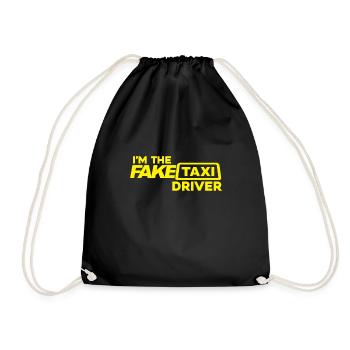 I'm the fake taxi driver driver handlebar gift - Drawstring Bag - black - Front