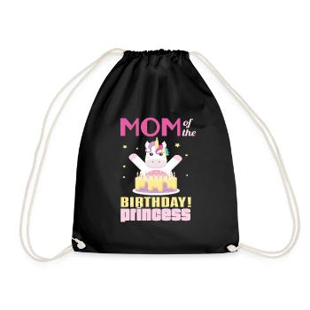 Maman de l'anniversaire princesse licorne - Sac de sport léger - noir - Devant