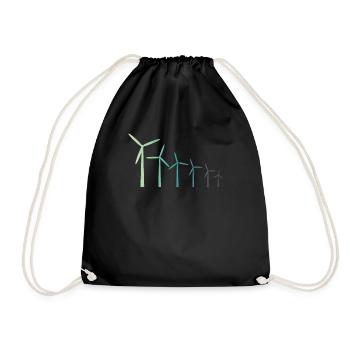 Wind turbine Wind power Wind energy Gift sustainable - Drawstring Bag - black - Front