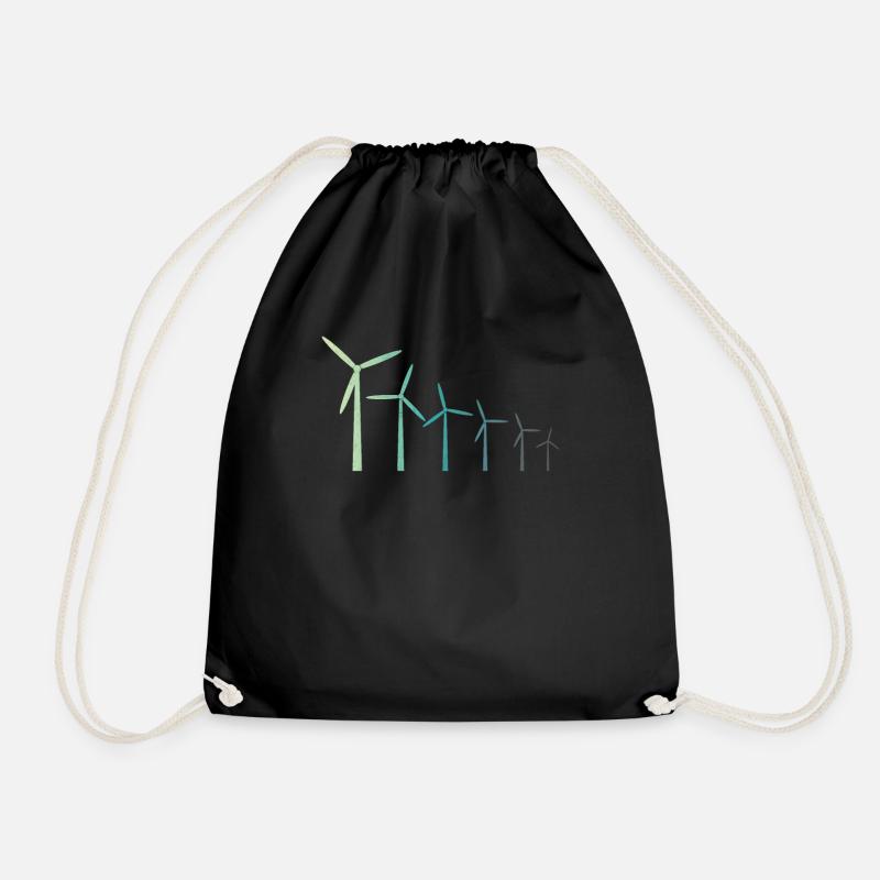 Windrad Windkraft Windenergie Geschenk nachhaltig - Turnbeutel - Schwarz