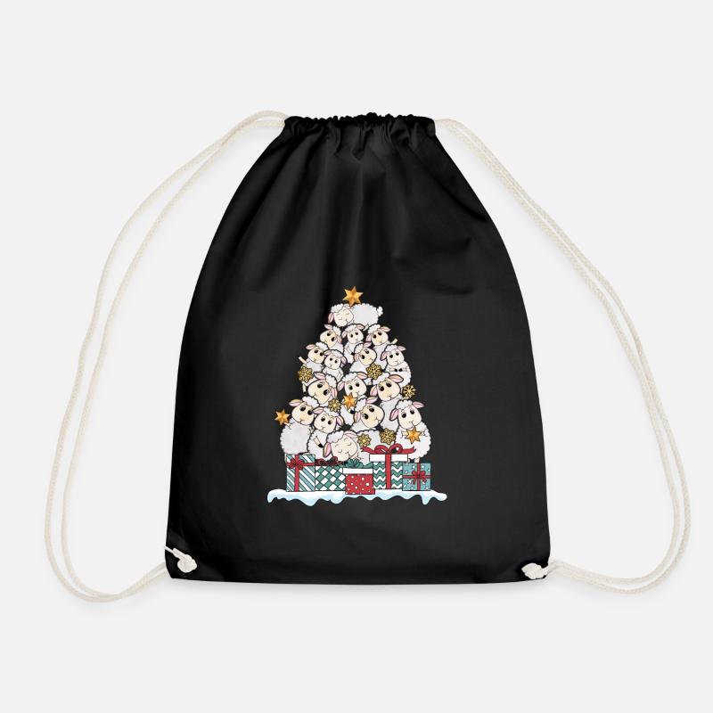 Sheep Sheep Lamb Shepherd Animal Christmas Gift - Drawstring Bag - black